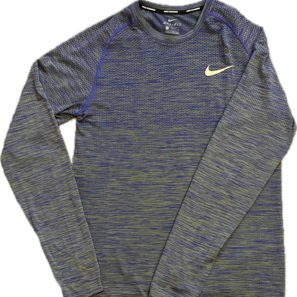 Nike Blue and Green Long Sleeve Top